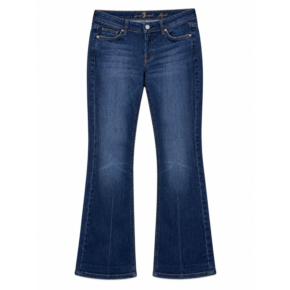 7 For All Mankind Flynt Bootcut Jeans Dark Wash Blue Denim Size 29 Low Rise Y2K